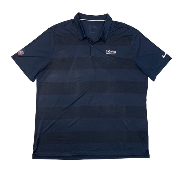 Nike LA Rams Polo Shirt Mens XXL 2XL Navy Blue Dri Fit NFL OnField Performance * - Picture 1 of 15